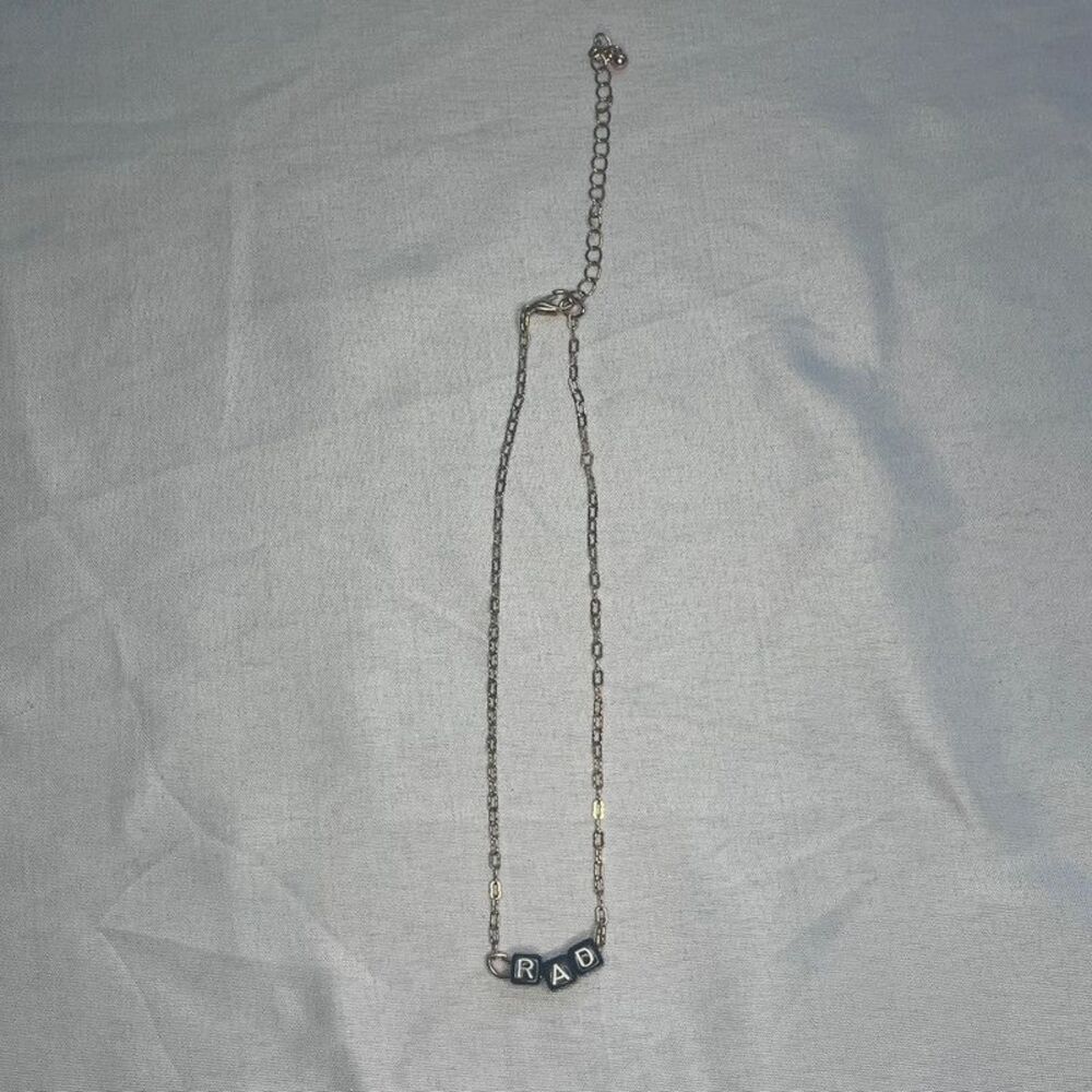 Black & Gold “RAD” Beaded Charm Chocker Necklace